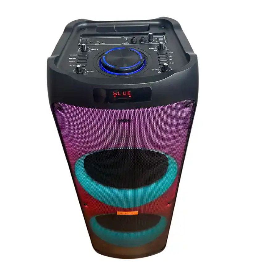 Dual 12" PartyBox PA System Karaokey Dj Wireless Trolly Speaker Radio USB Party Audio Speaker Portable Bluetooth Party Speaker