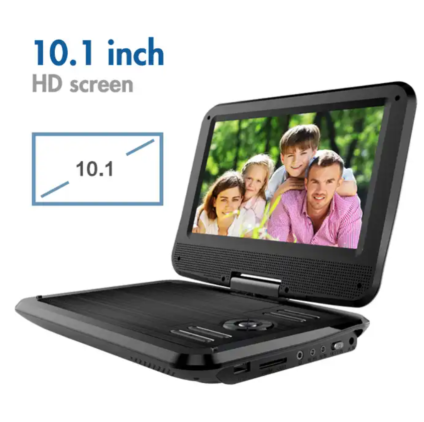 10.1 Inch Portable DVD Player Built-in Dual Protection Lion Battery Supporting 2hours Video Playback Swivel DVD Player Portable