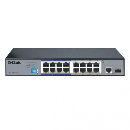 D-Link 16-port 10/100 Unmanaged Long Range PoE+ Surveillance Switch (DES-F1016P-E)