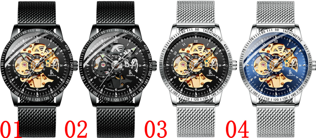 IK COLOURING 98226G Skeleton Luxury Automatic Mechanical Watch Watches Stainless Steel Custom Wristwatch