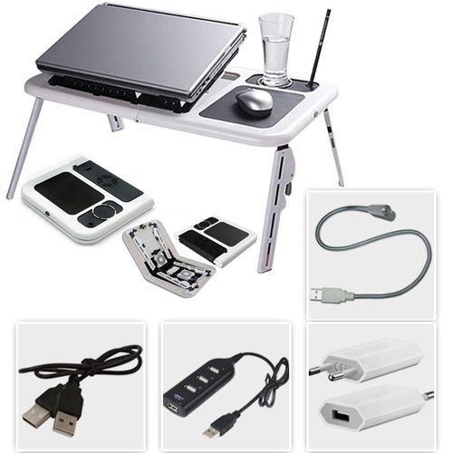 Foldable & Portable Bedroom Table Desk Laptop Table Stand Organizer- White