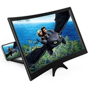 Curved Magnifier for Cell Phone -3D HD Magnifing Projector Screen, Black.