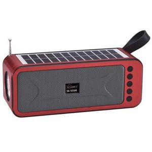 Portable Mini Speaker with Bluetooth USB TF AUX FM 6V 1W Solar Panel Flashlight USB Charging Line- Black .