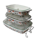 Dotted  Rectangle Serving Dishes/Warmer – White