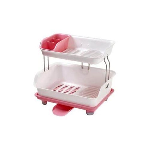 Multi-purpose Dish Drying Draining Rack Storage Organizer-Pink.