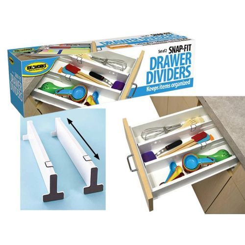 Drawer Divider Kitchen Organizer Cutlery Tray - White