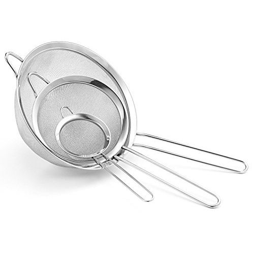 Fine Mesh Food, Juice Strainers/sieves - 3 pcs - Silver