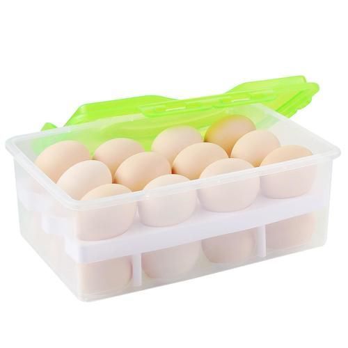 Plastic Double Egg Tray Storage - Green