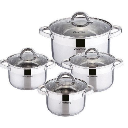 4 Piece Stainless Steel Saucepans/Cookware - Silver