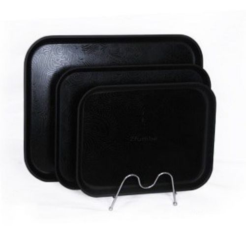 3 Piece Non Slide Rubber Serving Trays-Black