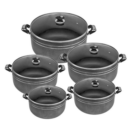 10 Piece Tornado Non-stick Saucepan Cookware Pots, Black.