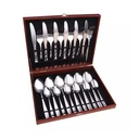 24 Piece Cutlery Set of Spoons, Forks & Knives In A Wooden Storage Box,Silver 