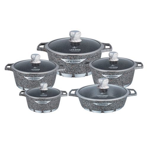 5 Piece Non-stick Saucepan Cookware-Grey.