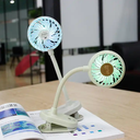 Summer cooling flexible portable personal mini rechargeable battery USB colourful LED light clip fan