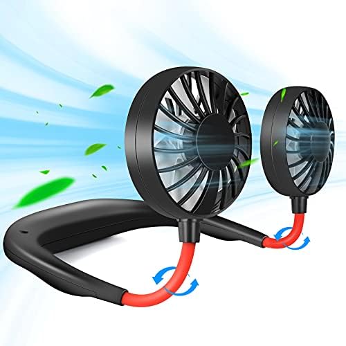 Neckband Fan FOONEE Hands Free Personal Fan Mini Neck Double Fans, Wearable Portable Neckband Mini Fan - Black