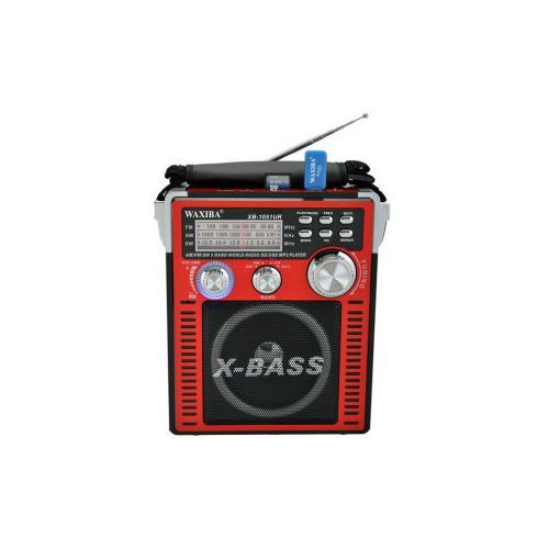 X-Bass Waxiba 3061URT Rechargeable FM Radio With SD Card and Flash Ports - Red,Black.