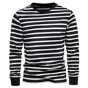 New Casual Long Sleeve T -shirt Men's 100% Cotton Stripes Round Neck Men's Bottom Shirt