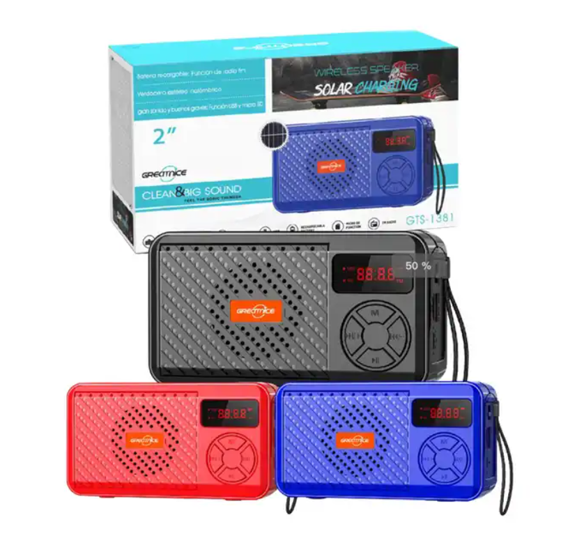 GTS-1381 Camping Picnic Hiking Mini Handle USB TWS LINEIN Solar Powerful Rechargeable Small Portable Speaker