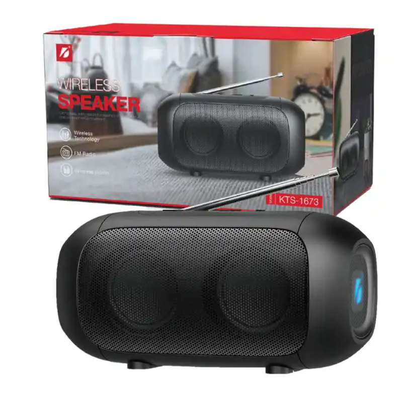 KTS-1673 Remote Cinema Conference Gaming Double Speakers Radio Bass 10W Boombox Subwoofer 2 Inch Aux in Home Theatre Speaker