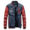 Plus Size Men's Embroidery Baseball Pu Jackets Coats Slim Fit Pilot Leather Jackets