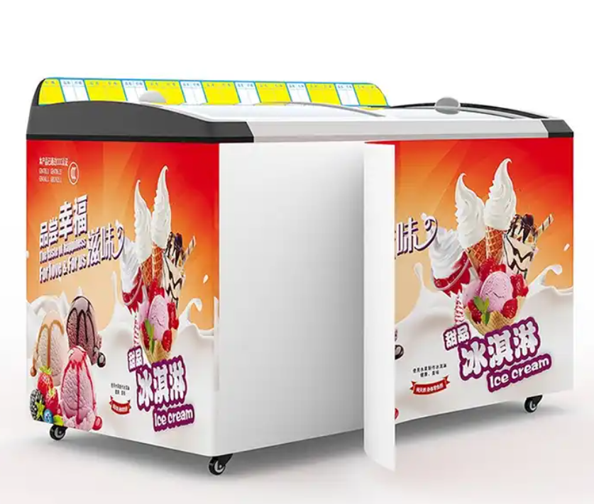 Commercial Sliding Glass Top Door Showcase refrigerator Deep Freezer for Ice Cream and Ice Lolly display