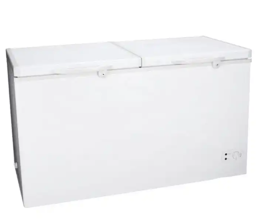 450L White Chest Double Door Deep Freezer Commercial Food Storage Freezer