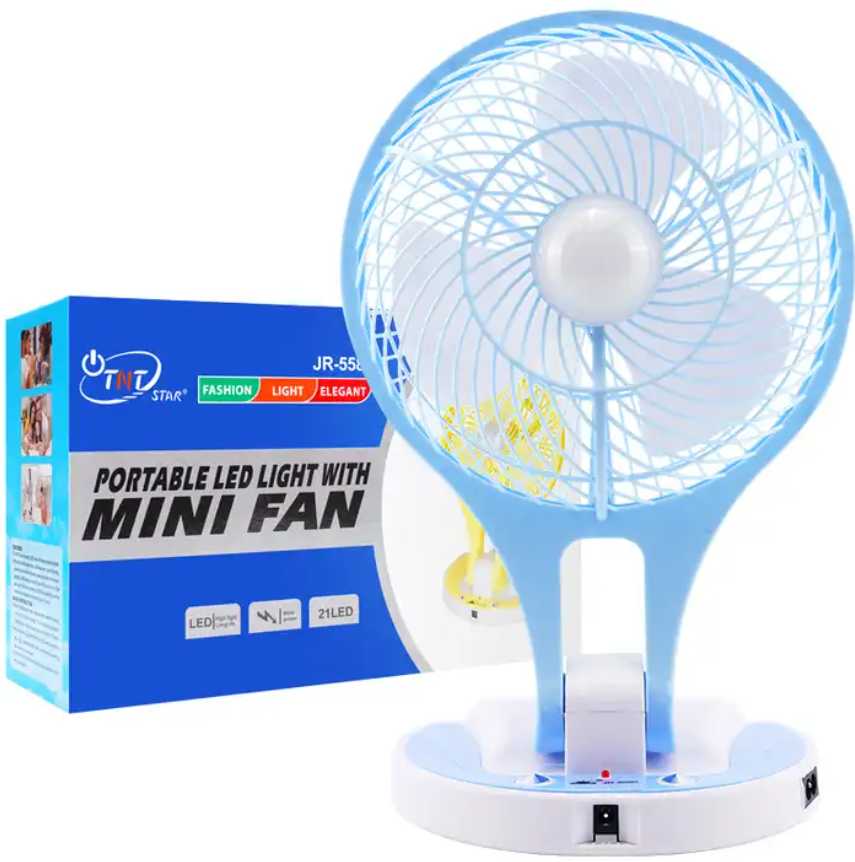 TNTSTAR JR-5580 BLUE New 6 inch battery electric fan bulk mini fan table fan motor