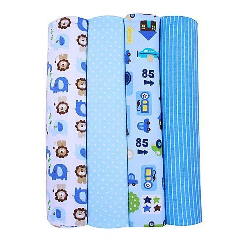 4 Set Of New Baby Born Reciever Sheets - Blue