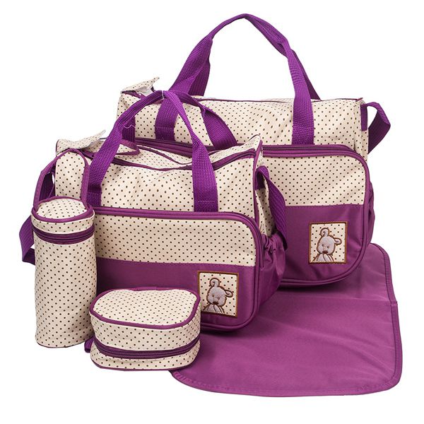 5 Pcs Baby Diaper Bag - Purple