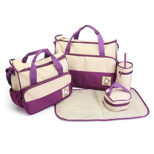 5Pcs Set Baby Diaper Bag And Waterproof - Purple