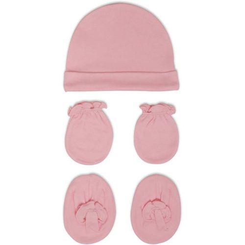 A Set of Baby Cap Mittens Socks - Pink