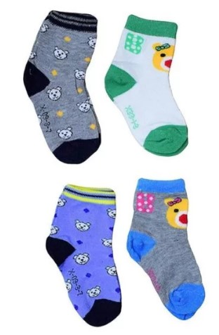 4 Pairs Of Baby Kids Socks - Multiple Designs