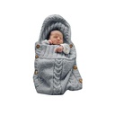 Newborn Baby Wrap Swaddle Blanket Knit Sleeping Bag - Grey