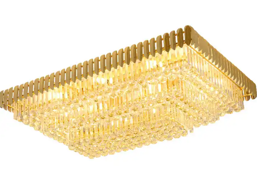 Luxury Large Modern Rectangular Chandelier Lobby Banquet Ceiling Light Hotel Lamp