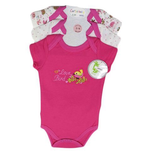 Three Piece Baby Bodysuit - Pink