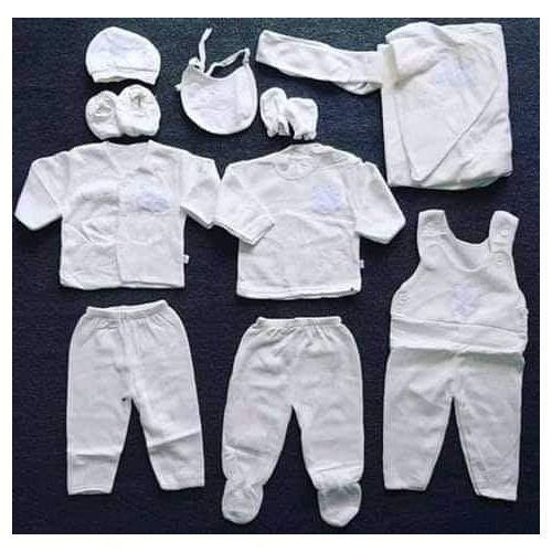 11 PCs In 1 Carton Baby Wear - White Multiple Designs