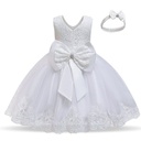 Princess Kids Dress With Headband, White