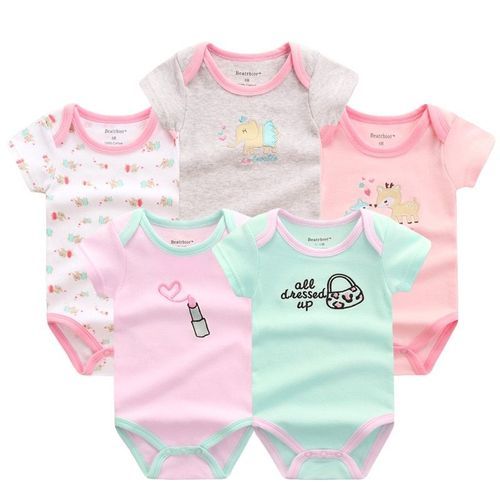 5 Piece Baby Overall Bodysuits - Multiple Designs