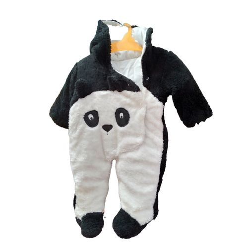 Infant Long Sleeved Cotton Hooded Overall - Black