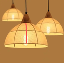 Farmhouse Raffia Grass Bamboo LampShade Ceiling Bamboo Lights Rustic Rattan Pendant Lamps