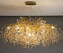 Moroccan Post Modern Raindrops Gold Pendant Hotel Lobby Crystal Chandelier