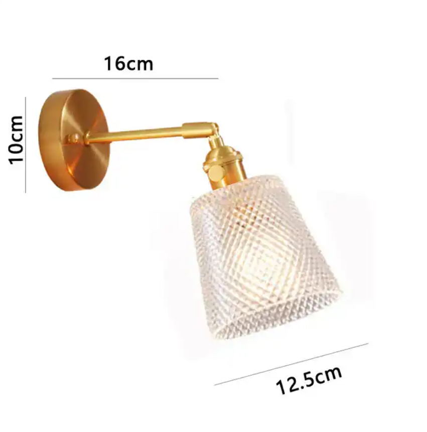 Brass single head glass wall lamp Nordic bedroom headboard creative mirror front wall lamp