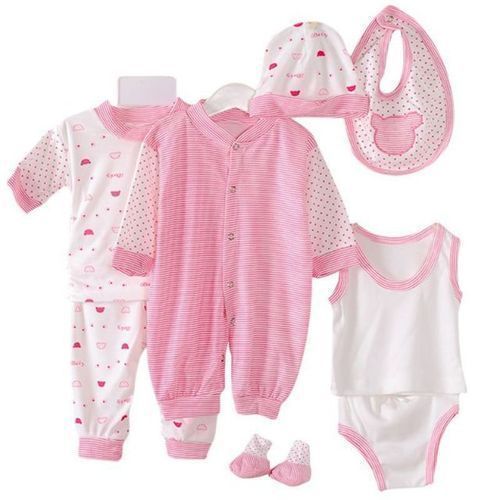 8Pc Striped Baby Pack - White,Pink Multiple Designs