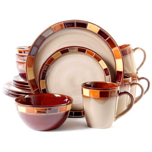 16pcs Checkered Dinner Set - Multi-color