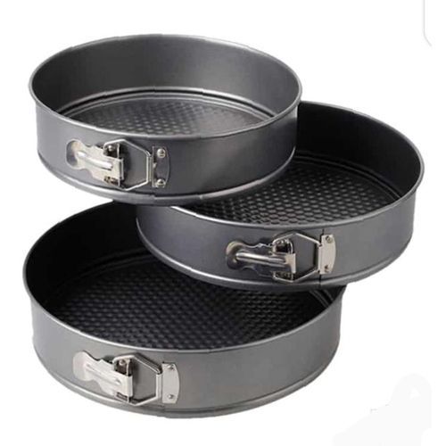 A Set Of 3 Round Non-stick Baking Mould Pans- Black