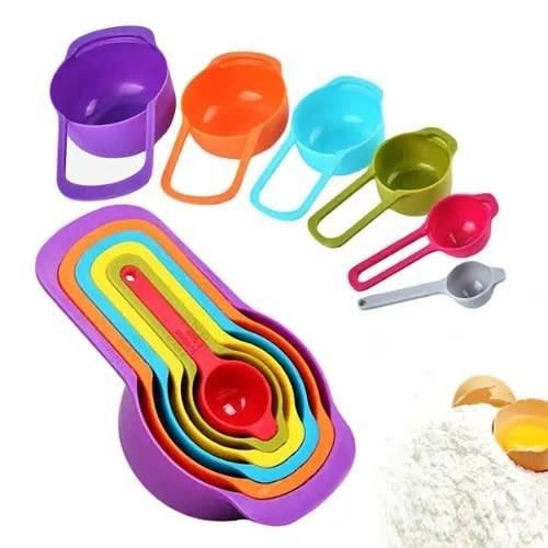 6piece Kitchen Measuring Spoons and Cup Set - Multi-color