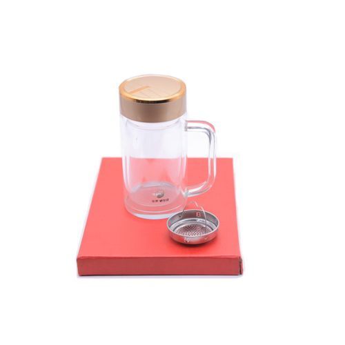 380 ml Double Wall Borosilicate Glass Travel Mug with a Filter