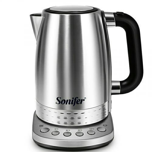 1.7 Litre Steel Fast Heating Temperature Adjustable Electric Kettle - Silver.