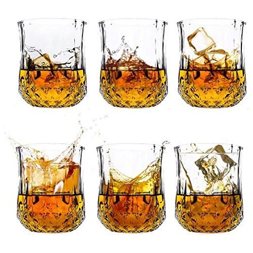 6 Pieces Of Diamond Design Whisky Glasses, Colorless.