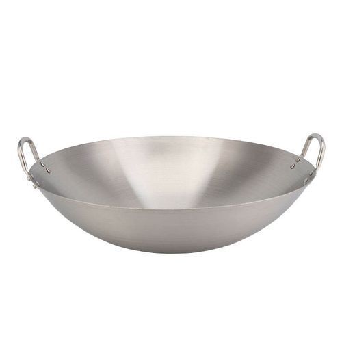 Stainless steel Wok Stir Frying Pan - Silver.